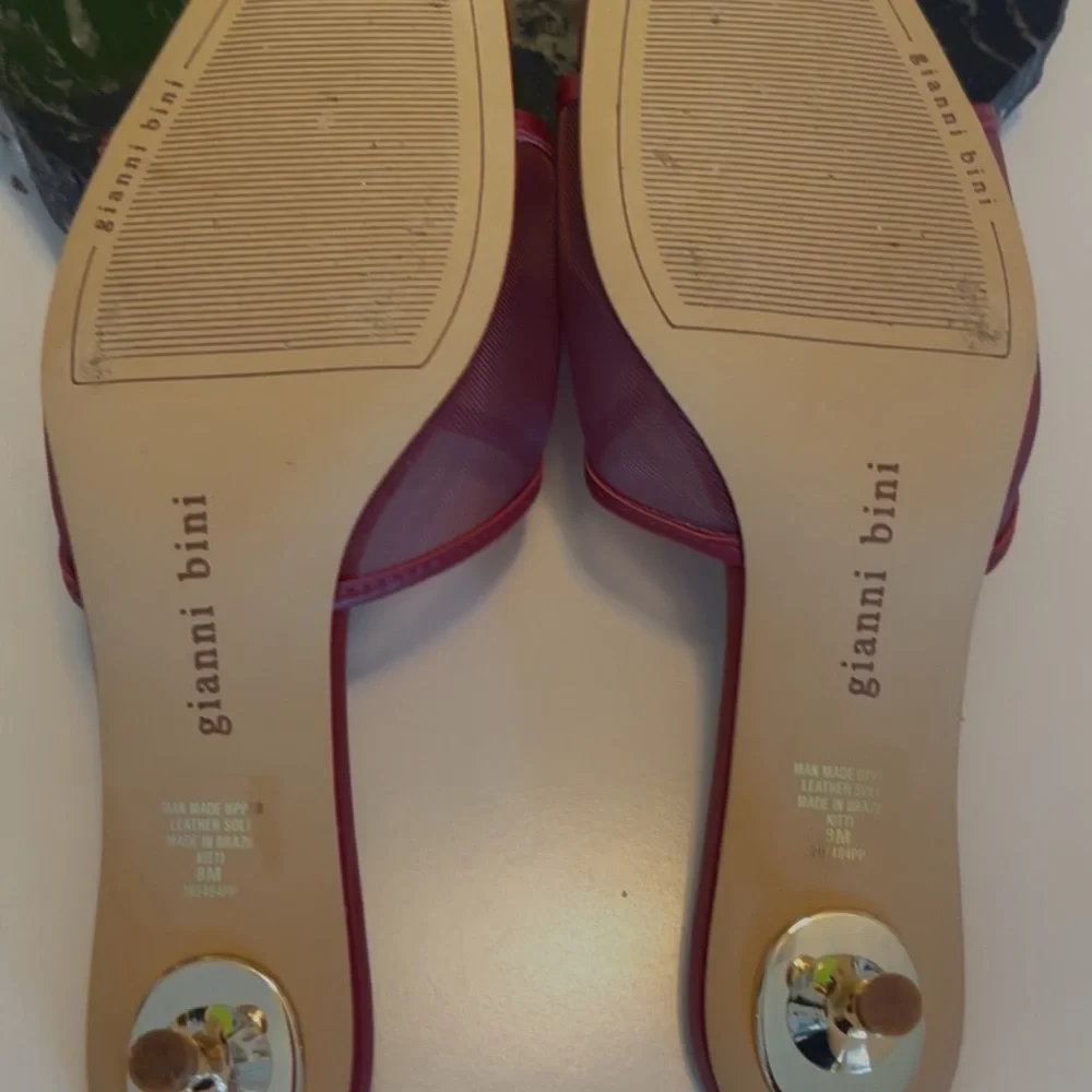 Gianni Bibi Kitti Mesh Square Toe Kitten Heel Dress Slides - Picture 7 of 12